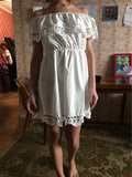 Women Dress Elegant Vintage | Sweet Lace White Stylish Sexy | Slash Neck Casual Slim Beach Summer Sundress