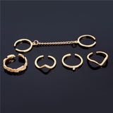 Punk style Gold Color Stacking midi Finger ring | Knuckle rings Charm Leaf Ring Set | for women Jewelry Gifts  6pcs /lot