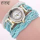 Casual Quartz Women Rhinestone | Watch Braided Leather Bracelet Watch