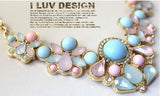 elegant Women Bohemian Bib Choker Necklace | Fresh Candy Color Statement Pendant Necklaces