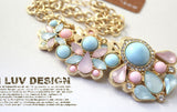 elegant Women Bohemian Bib Choker Necklace | Fresh Candy Color Statement Pendant Necklaces