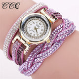 Casual Quartz Women Rhinestone | Watch Braided Leather Bracelet Watch