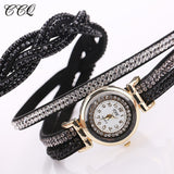 Casual Quartz Women Rhinestone | Watch Braided Leather Bracelet Watch