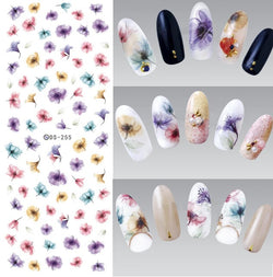 DIY Designer Water Transfer Nails Art Sticker | Colorful Purple Fantacy Flowers Nail Stickers | Wraps Foil Sticker Manicure