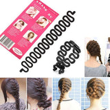 MOONBIFFY Women Lady French Hair Braiding Tool Braider Roller Hook With Magic Hair Twist Styling Bun Maker Hair Band Accessories