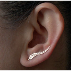 Vintage Jewelry Exquisite Gold Plated Leaf Earrings | Modern Beautiful Feather Stud Earrings for Women