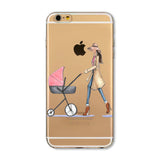 Phone Case Cover For iPhone 4s 5s SE 6 6s 6plus | Soft Silicon Transparent Painted Dress | Shopping Girl Skin Shell