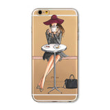 Phone Case Cover For iPhone 4s 5s SE 6 6s 6plus | Soft Silicon Transparent Painted Dress | Shopping Girl Skin Shell