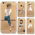 Phone Case Cover For iPhone 4s 5s SE 6 6s 6plus | Soft Silicon Transparent Painted Dress | Shopping Girl Skin Shell