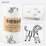 Newborn Baby Blankets Black & White Gauze Bath Towel | Ainaan Muslin Cotton Baby Swaddles