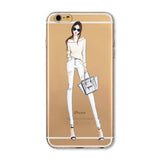 Phone Case Cover For iPhone 4s 5s SE 6 6s 6plus | Soft Silicon Transparent Painted Dress | Shopping Girl Skin Shell