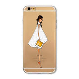 Phone Case Cover For iPhone 4s 5s SE 6 6s 6plus | Soft Silicon Transparent Painted Dress | Shopping Girl Skin Shell