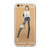 Phone Case Cover For iPhone 4s 5s SE 6 6s 6plus | Soft Silicon Transparent Painted Dress | Shopping Girl Skin Shell