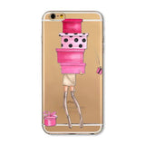 Phone Case Cover For iPhone 4s 5s SE 6 6s 6plus | Soft Silicon Transparent Painted Dress | Shopping Girl Skin Shell