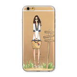 Phone Case Cover For iPhone 4s 5s SE 6 6s 6plus | Soft Silicon Transparent Painted Dress | Shopping Girl Skin Shell