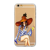 Phone Case Cover For iPhone 4s 5s SE 6 6s 6plus | Soft Silicon Transparent Painted Dress | Shopping Girl Skin Shell