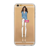 Phone Case Cover For iPhone 4s 5s SE 6 6s 6plus | Soft Silicon Transparent Painted Dress | Shopping Girl Skin Shell