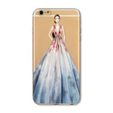 Phone Case Cover For iPhone 4s 5s SE 6 6s 6plus | Soft Silicon Transparent Painted Dress | Shopping Girl Skin Shell