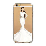 Phone Case Cover For iPhone 4s 5s SE 6 6s 6plus | Soft Silicon Transparent Painted Dress | Shopping Girl Skin Shell