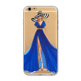 Phone Case Cover For iPhone 4s 5s SE 6 6s 6plus | Soft Silicon Transparent Painted Dress | Shopping Girl Skin Shell