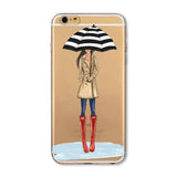 Phone Case Cover For iPhone 4s 5s SE 6 6s 6plus | Soft Silicon Transparent Painted Dress | Shopping Girl Skin Shell