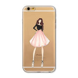 Phone Case Cover For iPhone 4s 5s SE 6 6s 6plus | Soft Silicon Transparent Painted Dress | Shopping Girl Skin Shell