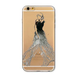 Phone Case Cover For iPhone 4s 5s SE 6 6s 6plus | Soft Silicon Transparent Painted Dress | Shopping Girl Skin Shell