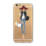 Phone Case Cover For iPhone 4s 5s SE 6 6s 6plus | Soft Silicon Transparent Painted Dress | Shopping Girl Skin Shell