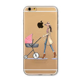 Phone Case Cover For iPhone 4s 5s SE 6 6s 6plus | Soft Silicon Transparent Painted Dress | Shopping Girl Skin Shell