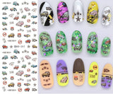 DIY Designer Water Transfer Nails Art Sticker | Colorful Purple Fantacy Flowers Nail Stickers | Wraps Foil Sticker Manicure