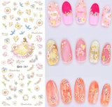 DIY Designer Water Transfer Nails Art Sticker | Colorful Purple Fantacy Flowers Nail Stickers | Wraps Foil Sticker Manicure