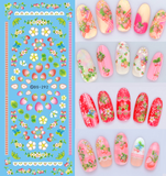 DIY Designer Water Transfer Nails Art Sticker | Colorful Purple Fantacy Flowers Nail Stickers | Wraps Foil Sticker Manicure