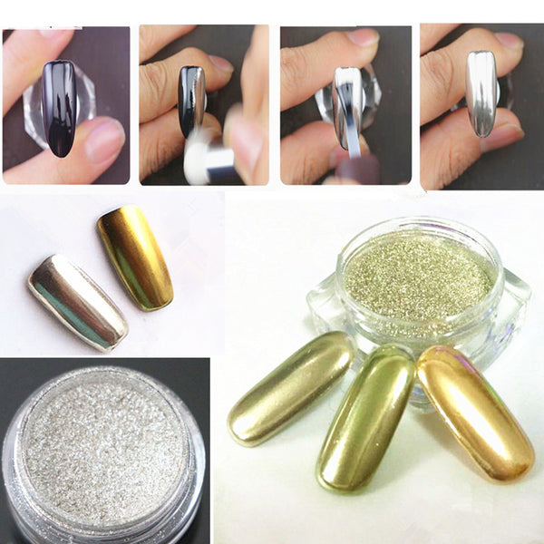 DIY Nail Chrome Pigment Glitter Manicure Decorations | 1g Gold Sliver Purple Mirror Nail Glitters Shining Nail Art Powder Dust