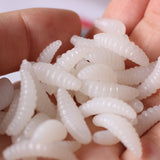 Maggot Grub Soft Lure Baits | Smell Worms Glow Shrimps | Fishing Lures 50PCS 2cm 0.3g Maggot Grub