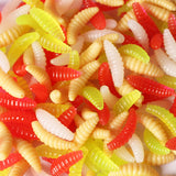 Maggot Grub Soft Lure Baits | Smell Worms Glow Shrimps | Fishing Lures 50PCS 2cm 0.3g Maggot Grub