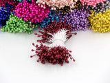 Artificial Flower Double Heads Stamen Pearlized Craft | Decor Floral For Home Wedding Party Decoration | 1 Bundle= (150PCS )(one color)