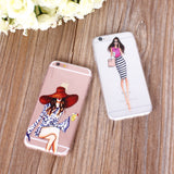 Phone Case Cover For iPhone 4s 5s SE 6 6s 6plus | Soft Silicon Transparent Painted Dress | Shopping Girl Skin Shell