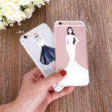 Phone Case Cover For iPhone 4s 5s SE 6 6s 6plus | Soft Silicon Transparent Painted Dress | Shopping Girl Skin Shell