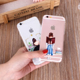 Phone Case Cover For iPhone 4s 5s SE 6 6s 6plus | Soft Silicon Transparent Painted Dress | Shopping Girl Skin Shell