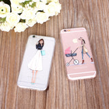 Phone Case Cover For iPhone 4s 5s SE 6 6s 6plus | Soft Silicon Transparent Painted Dress | Shopping Girl Skin Shell