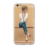 Phone Case Cover For iPhone 4s 5s SE 6 6s 6plus | Soft Silicon Transparent Painted Dress | Shopping Girl Skin Shell