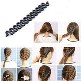 MOONBIFFY Women Lady French Hair Braiding Tool Braider Roller Hook With Magic Hair Twist Styling Bun Maker Hair Band Accessories