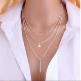 2017 New Design Maxi Necklace Fashion Sequins Multilayer Metal Strip Statement Necklaces & Pendants