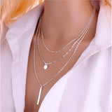 2017 New Design Maxi Necklace Fashion Sequins Multilayer Metal Strip Statement Necklaces & Pendants