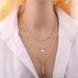 2017 New Design Maxi Necklace Fashion Sequins Multilayer Metal Strip Statement Necklaces & Pendants
