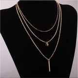 2017 New Design Maxi Necklace Fashion Sequins Multilayer Metal Strip Statement Necklaces & Pendants