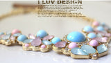 elegant Women Bohemian Bib Choker Necklace | Fresh Candy Color Statement Pendant Necklaces