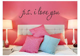 Wall Art Decal Home Decor | PS I Love You | Famous & Inspirational Quotes | Living Room Bedroom Removable Wall Stickers | 58*15cm