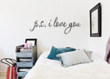 Wall Art Decal Home Decor | PS I Love You | Famous & Inspirational Quotes | Living Room Bedroom Removable Wall Stickers | 58*15cm