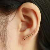 Vintage Jewelry Exquisite Gold Plated Leaf Earrings | Modern Beautiful Feather Stud Earrings for Women